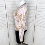 Anthropologie Shae Floral Ribbon Trim Cardigan Sweater Pink Tan Large Photo 1