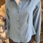 Royal Robbins  Blue Button Down Long Sleeve Hiking Shirt Zipped Pocket Size M Photo 0