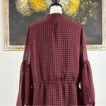 VICI  Womens Size Large Manchester Balloon Sleeve Maroon Black Plaid Dress Photo 6