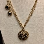 Onyx BARSE Bronze & Black Double Necklace Scroll Cage Pendant Earrings & Ring Photo 12