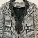 White House | Black Market Tweed Plaid Ribbon Ruffle Blazer Size 2 Photo 2