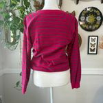 Lacoste Vintage 90s Izod  Women's Medium Striped Pink Preppy Long Sleeve Sweater Photo 2