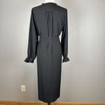J.Crew Women Drapey Shirt Dress Size M Black Satin-back Crepe Button Long Sleeve Photo 4