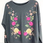 Kut From The Kloth Charcoal Gray Rose Embroidered Long Sleeves Top, Size Small Photo 6