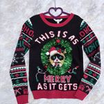 Grumpy Cat Funny 3D Ugly Christmas Women Sweater size XS/S Whimsical Holiday Black Photo 0