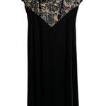 VTG Black Tan Velvet Floral Dress Formal Gown Whimsigoth Dark Romantic L‎ Gothic Size L Photo 0