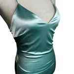 Cristina Green Satin Bodycon Mini Dress M | Strappy Open Back Tie Y2K Clubwear Size M Photo 6