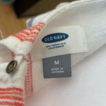 Old Navy White Blue and Orange Striped Linen Blend Scoop Neck Dress Size Medium Photo 3