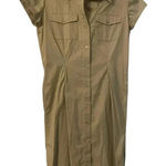 Liz Claiborne Button Front Shirt Dress Khaki Safari Dress Cap Sleeve Size 4 Photo 0