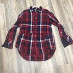 Free People Easy Street Plaid Long Sleeve tunic blouse red blue sz XS Photo 4