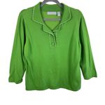 Liz Claiborne Lime Green Cotton Nylon 1/4 Button Collared 3/4 Sleeve Sweater L Photo 1