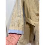 ZARA  Womens Cotton Linen Blend Striped Belted Blazer khaki Blue Small Photo 4