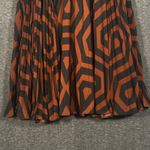 Anthropologie Geometric Pleated Midi Skirt XS Brown Black Photo 2