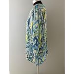 Shana Tunic Top Womens Large Blue Green White Palm Beach Lagenlook Art to Wear Photo 2