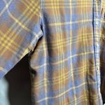 Madewell Flannel Oversized Boyfriend Shirt Plaid Dusk Periwinkle Gold Yellow M Photo 2