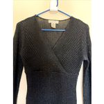 Nine West Vintage VTG Y2K Black Rib Knit Vneck Metallic Club Party Shirt Small Photo 1