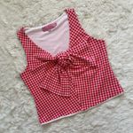 Anthropologie Eva Franco Tank Gingham Sleeveless Plaid Bow Top Red White Sz S Photo 2