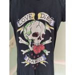 Ed Hardy  Y2K 2000s Rhinestone Skull Bling Black women’s T-Shirt Love Dies Hard S Photo 1