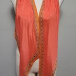 Anne Klein Vintage coral orange border trapeze scarf Photo 3