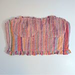 Anthropologie Pilcro Rainbow Striped Smocked Strapless Top Size L Photo 2