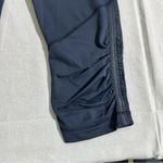 Lululemon Cropped Leggings Sz 6 – Navy with Red Stripe Waistband & Side Ruching Photo 2