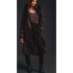 Anthropologie Sweater Coatigan Cardigan Navy Jacquard Small Faux Fur Goth Boho Photo 5