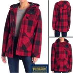 Pendleton  Alta Plaid Hooded Wool Blend Coat Womens Small‎ Petite Zip Snap Pocket Photo 1