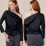 Modern Citizen  Peyton Draped One Shoulder Blouse Black Size Medium Photo 1