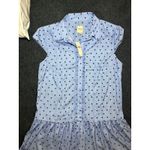 Anthropologie Maeve Cap Sleeve Button Front Romper Size large Blue Photo 10
