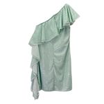 Mac Duggal  Sage Sequin One Shoulder Ruffle Mini Dress Size 6 Party Cocktail Photo 2