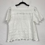 Nicole Miller Artelier  White Lace Cropped Blouse Womens S Cotton Cottage Core Photo 9