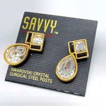Savvy  with Swarovski Crystal Tear Drop Earrings NWT Photo 0