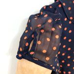 MSK Dress Size 4 Polka Dot Navy Pink Faux Wrap Ruffle Midi Short Sleeve Blue Photo 7