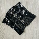 Black leather / latex look buckle front corset with tie back lingerie shirt lg Photo 6