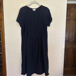 J. Jill Navy Blue M Lace Trimmed Tunic Dress Knee Length Short Sleeve Pockets Size M Photo 1