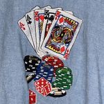 PARIS HENLEY size XL women's Vegas gambling LS button down casino drinks cards Blue Photo 2