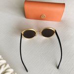 Tory Burch Round Geometric Sunglasses With Case, Black / Gold, Retro Photo 7