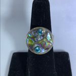 𝅺sajen Offerings abalone and topaz sterling ring adjustable 7/8 Silver Photo 1
