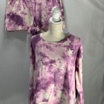 Wildfox Tie Dye Stars Purple Long Sleeve Top and Shorts Set Size XXL Photo 0