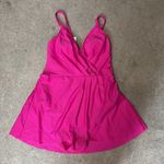 Cupshe  Hot Pink Ruched Crossback Swim Dress Size M Photo 3
