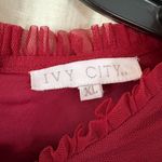 Ivy City Co Dark Red Anastasia Midi Dress Holiday Tulle Sequin Party Flutter XL Photo 5