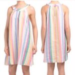 C&C California pastel striped linen halter dress coastal size medium Photo 1