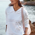 Garnet Hill  white Terry hoodie long Sleeve oversized Organic Cotton S Photo 0