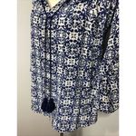 Figue Blue White Silk Off Shoulder Indian Boho‎ Blouse Top Shirt Medium M Photo 5