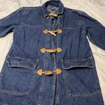 Liz Wear Vintage Claiborne Women’s Denim Blue Jacket Sz 9 Petite Wood Button Photo 2