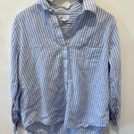 Gap Boyfriend Fit Striped Button Down Shirt Linen Cotton Blend Womens L Photo 0
