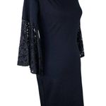 Bar III Dress M Anthracite Black Lace Bell Sleeves Back Zipper Stretch New Photo 6
