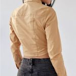 Urban Outfitters Jolie Ruched Button-Down Top NWT Size M - Light Brown Photo 3