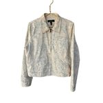 Ralph Lauren Lauren  Womens Button Front Floral Jean Jacket White Blue White Photo 1