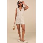 Lulus Mairi Beige Linen Button-Front Sleeveless Mini Dress Photo 10